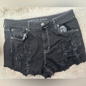 American Eagle Outfitters Black Distressed Jean Shorts